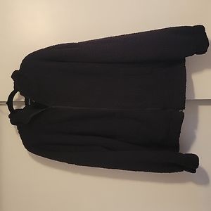 Zenana 1X black sherpa hooded zip jacket with pockets